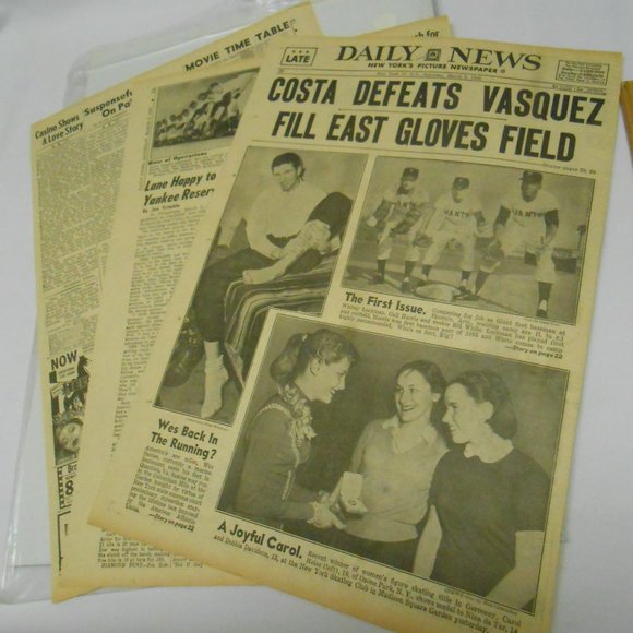 Rare New York's picture Newspaper Saturday March 3, 1956 Costa Defeats Vasquez - Picture 8 of 9